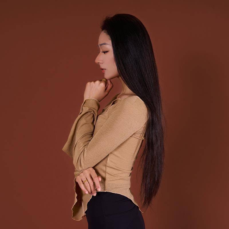 Poetry flower-based choreographer-skinned t-shirt-skinned classic long-sleeved Chinese t-shirt