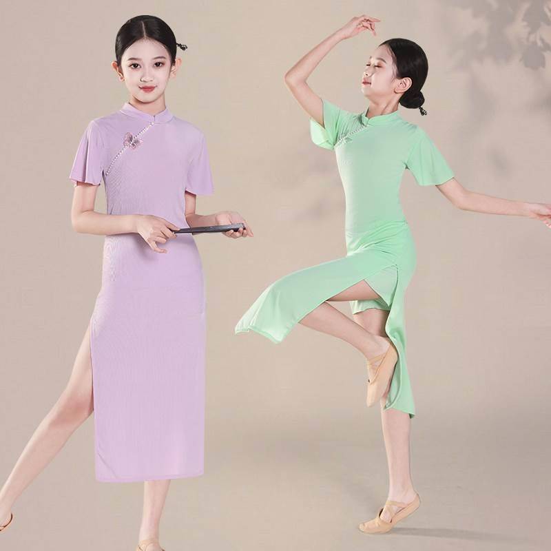 Children's Cheongsam Performance Serving Chinese Dance Fireworks Umbrella Dance Watch Substance Girls Classical Dance Blue and White Porcelain Dance Service