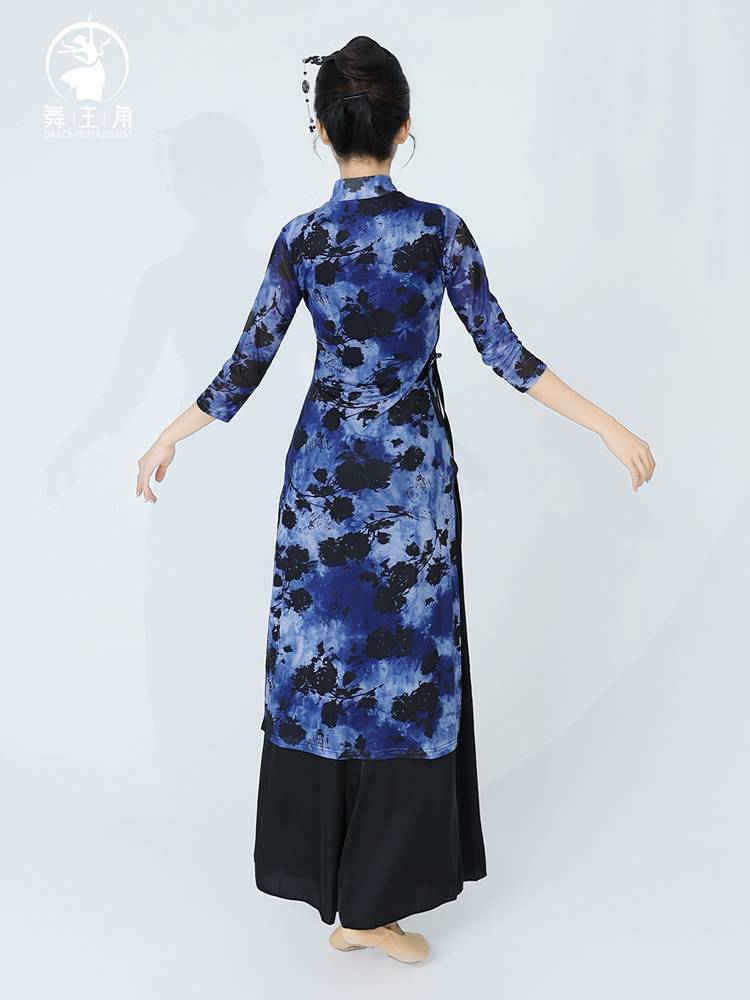 Dance protagonist high elastic cheongsam dance clothing Chinese dance classical gauze body rhyme training service table performance cheongsam clothing