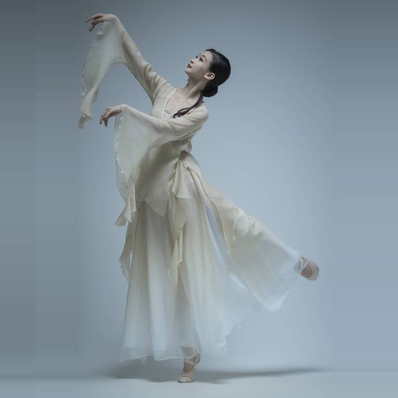 The new classical dance gauze clothes on the body rhyme, leaning, wide -leg pants, elegant female Chinese dance clothing performance clothing