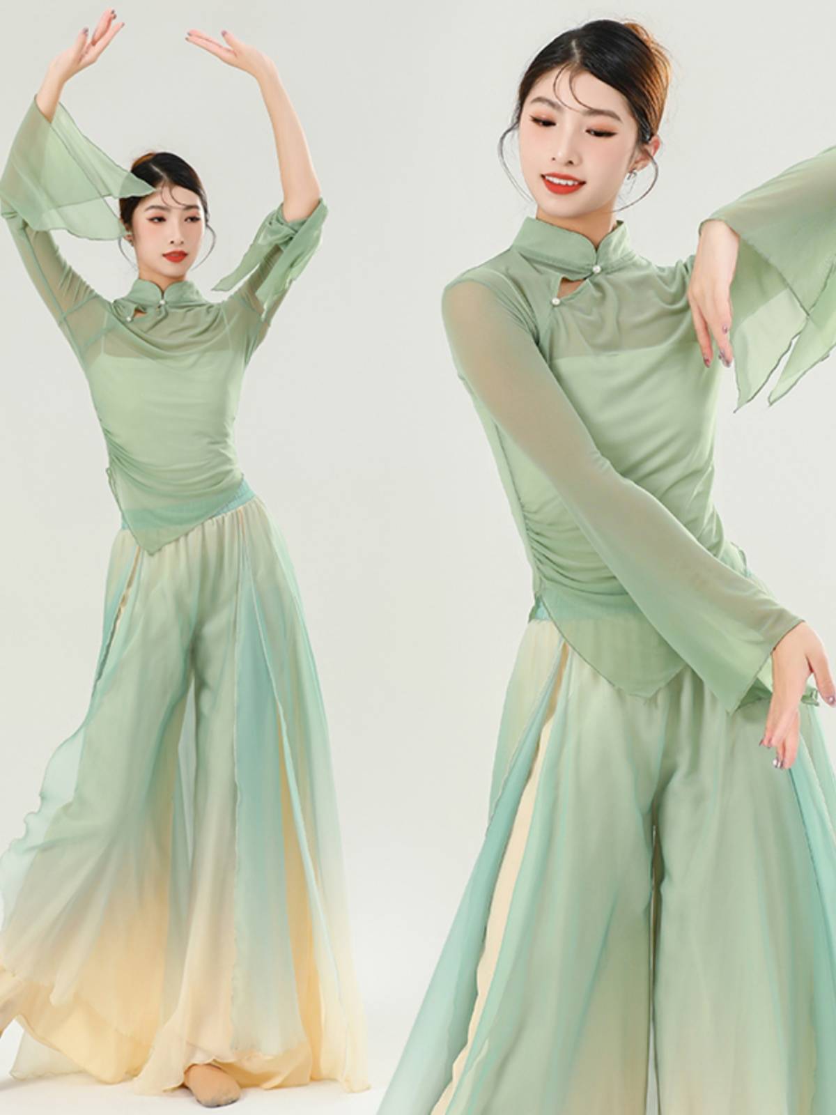 Classical dance clothing female elegant elastic net gauze top new gauze practice clothes Chinese dance art test performance clothing
