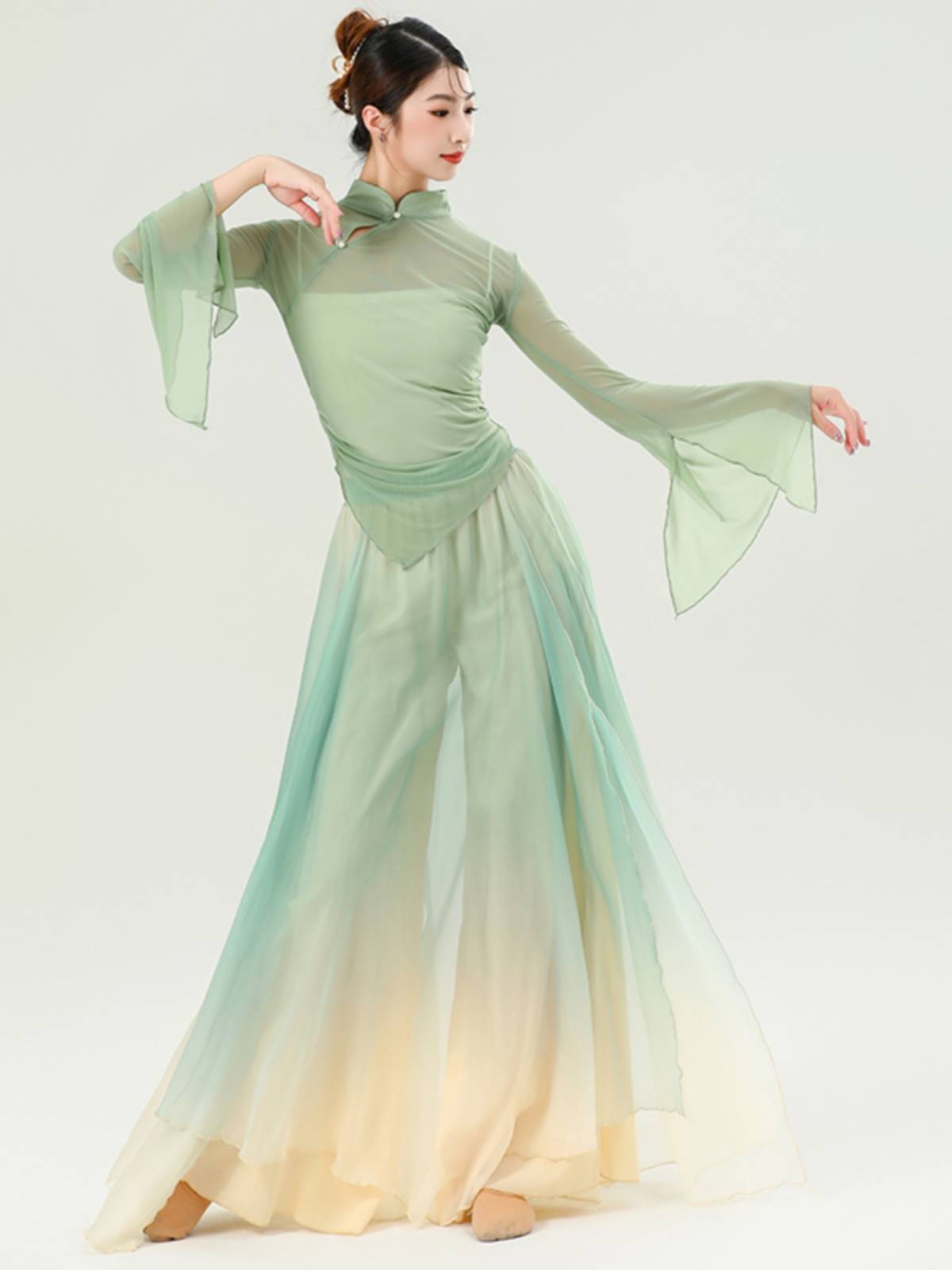 Classical dance clothing female elegant elastic net gauze top new gauze practice clothes Chinese dance art test performance clothing