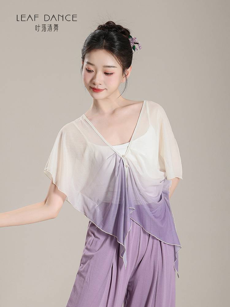 Ye Luoqing Dance Classical Dance Fairy Qi Empty Bad Bat Sleeve Gradient Gatey Jacket Chinese Modern Dance Practice top