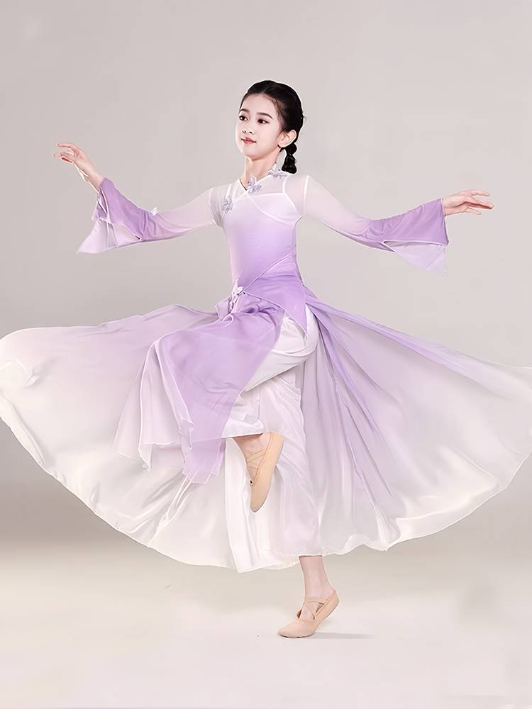 Classical dance clothing children's Chinese dance body rhymes, ginseng, female gauze, national fan dance gradient performance service