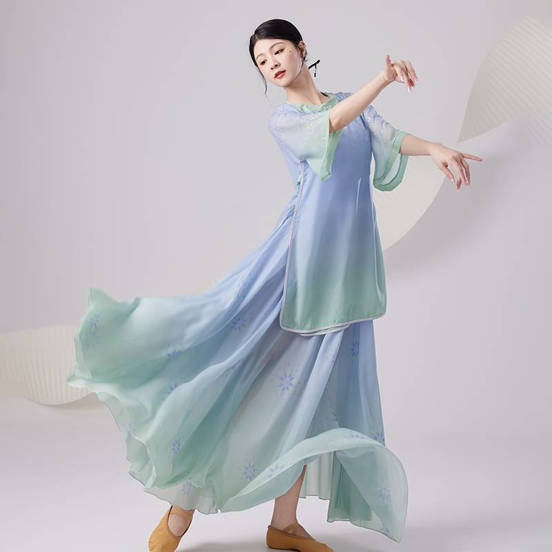 Tangfeng Classical Dance Services Chinese Style Dance Gunno Temperature outer shirt skirt two -piece performance performance service