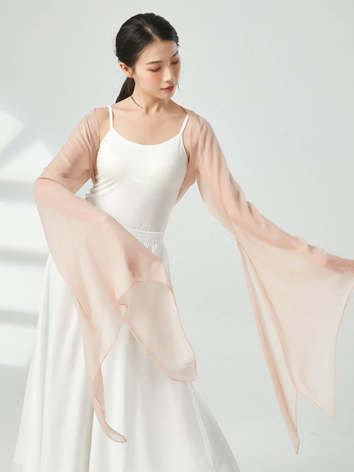 Classical dance body rhyme gauze new female elegant strap big horn sleeve ancient style practice dance service performance service