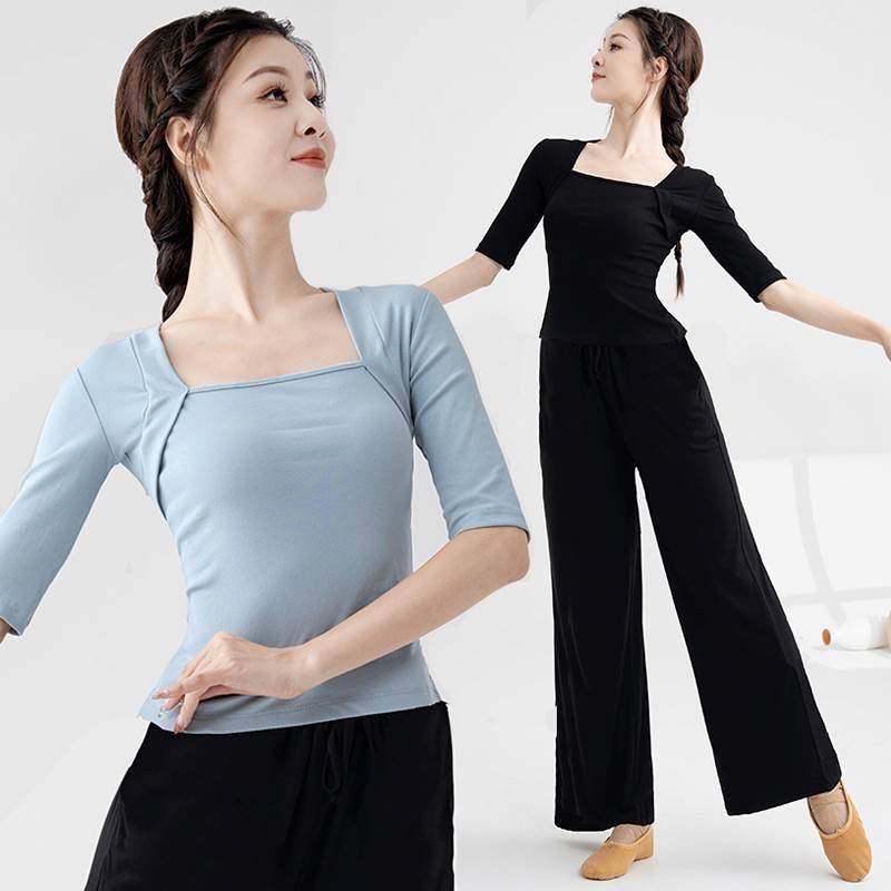 Dance practice uniforms set women's clothes shirt Black modern dance training service adult classical dance Chinese dance service