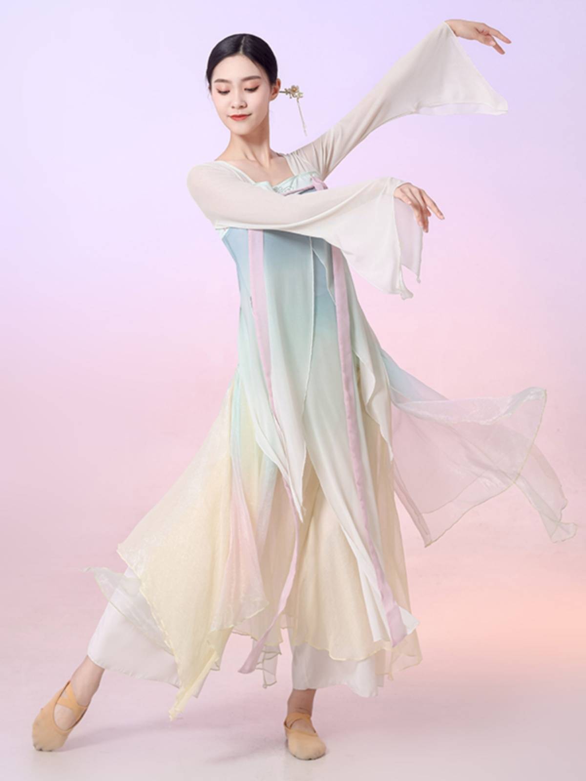 Classical dance yarn clothing body rhyme, extension, wide -leg pants, elegant female fan dance immortal, Chinese dance clothing performance clothing