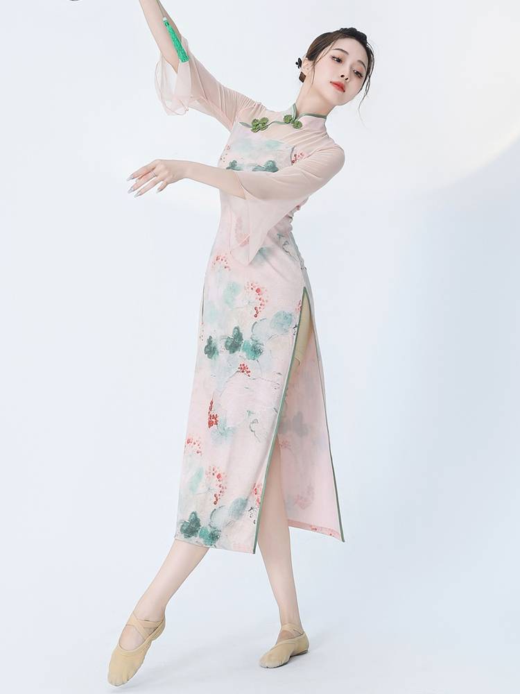 Summer classical dance cheongsam dance clothes, rhyme, practice clothes, female gauze, elegant national dance watch performance clothing