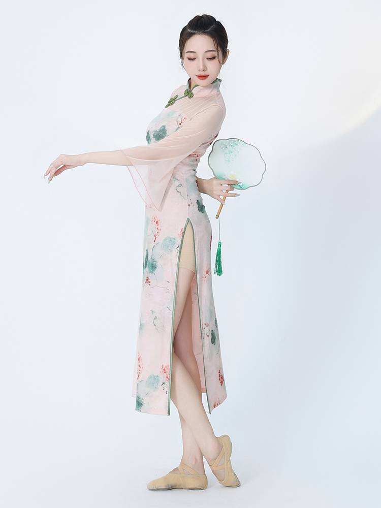 Summer classical dance cheongsam dance clothes, rhyme, practice clothes, female gauze, elegant national dance watch performance clothing