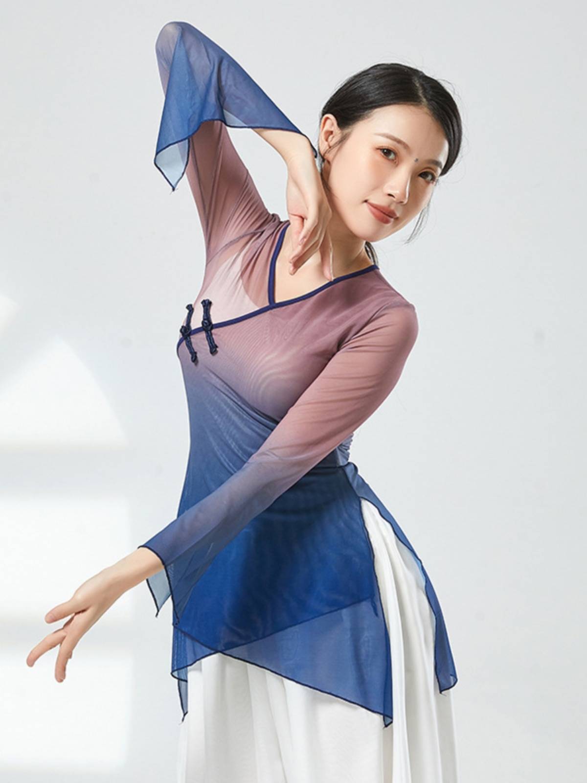 Classical dance clothing female elegant practice service new gradient art test performance clothing Chinese dance body rhyme dance gauze clothes