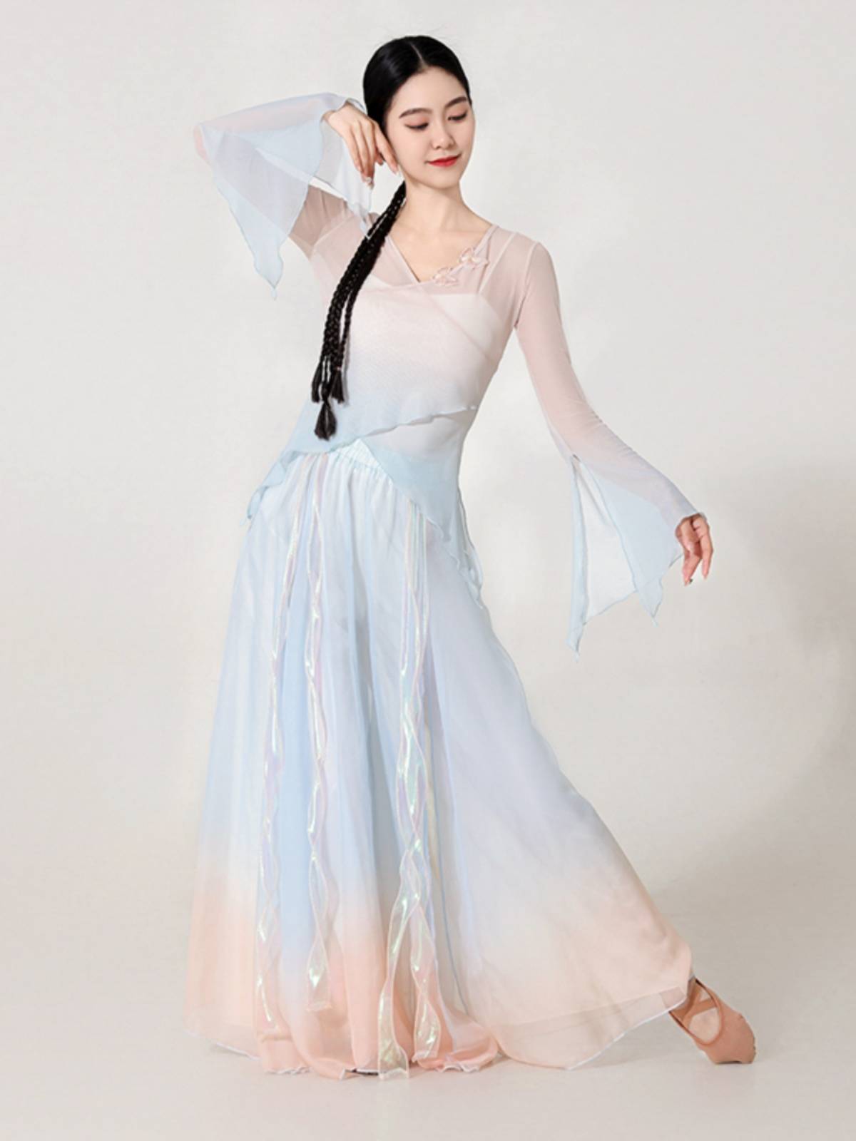 Classical dance clothing female body rhyme gradient jacket, rhyme, elegant immortal practice, Chinese dance performance clothing