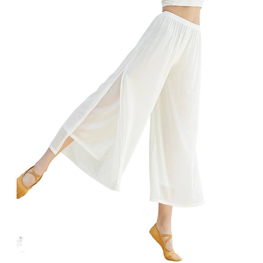 The new elegant ancient style performance clothes white wide -leg pants body rhyme dance pants Chinese classical dance exercise girl