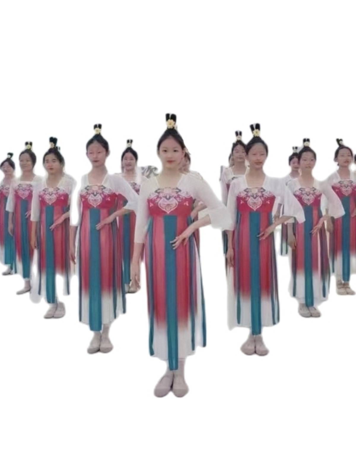 Douyin same peach blossom makeup dance clothing Qiaoyue dressing performance service retro hand holding mirror props classical dance watch show