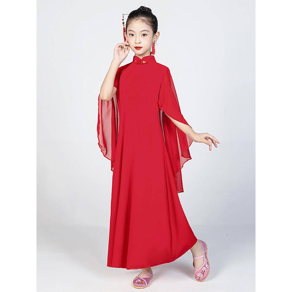 The new children's Guzheng performed Chinese style improved elegant girl Hanfu dresses piano classical dance performance clothing