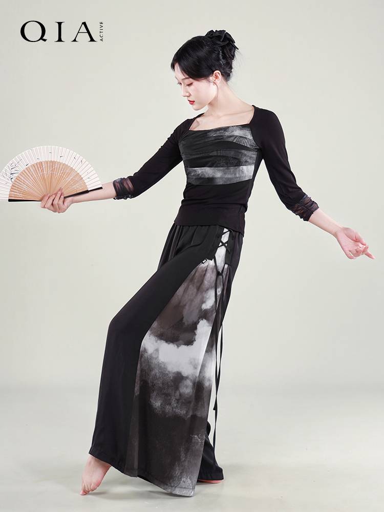 Kia Classical Dance Costume Female Chinese Wind Black Practice Ink Dance Server Adult Art Examination Server top