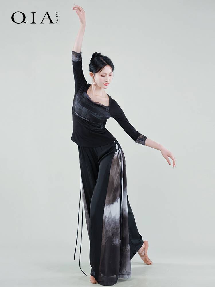 Kia Classical Dance Costume Female Chinese Wind Black Practice Ink Dance Server Adult Art Examination Server top