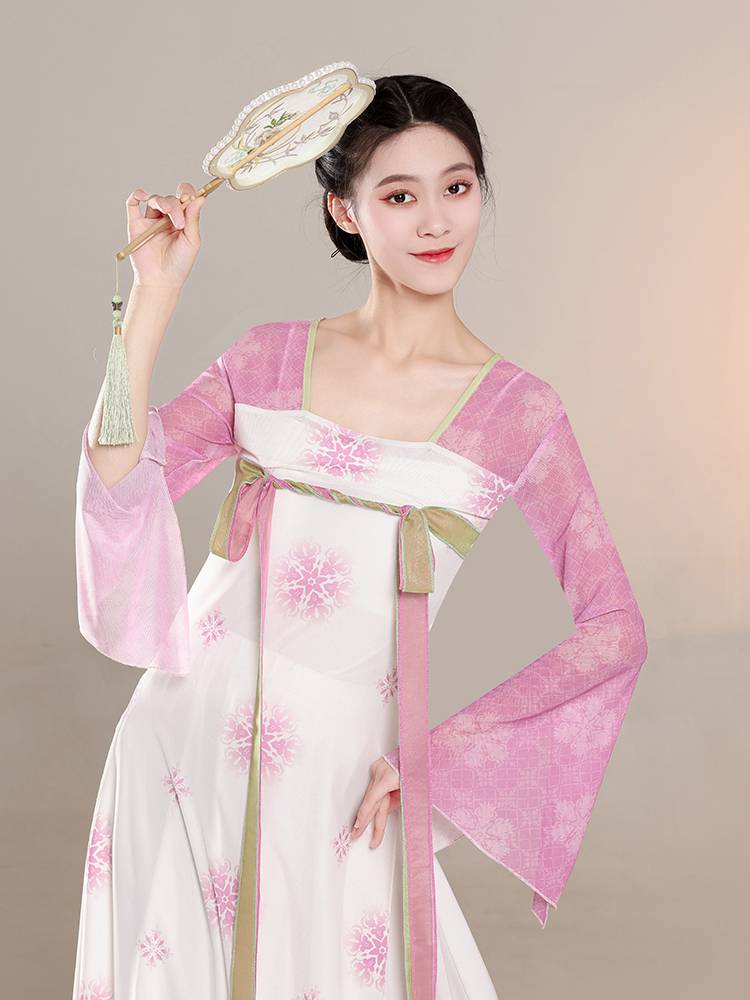 Classical dance clothing female elegant body rhyme Han Tangqi breasts ribbon gradient skirt dress art test square dance performance