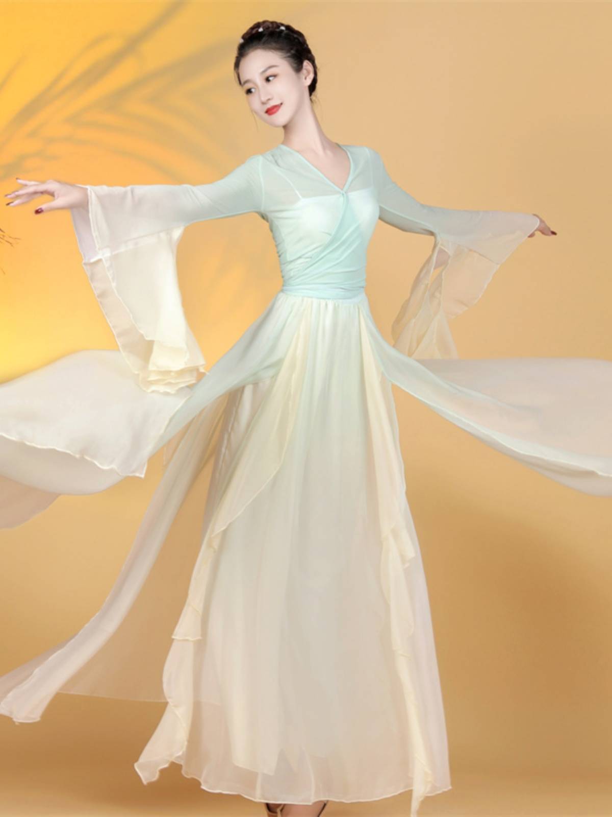 Classical dance clothing elegant immortal style ancient style Chinese dance body rhyme gauze exercise clothes dress skirt performance suit suits