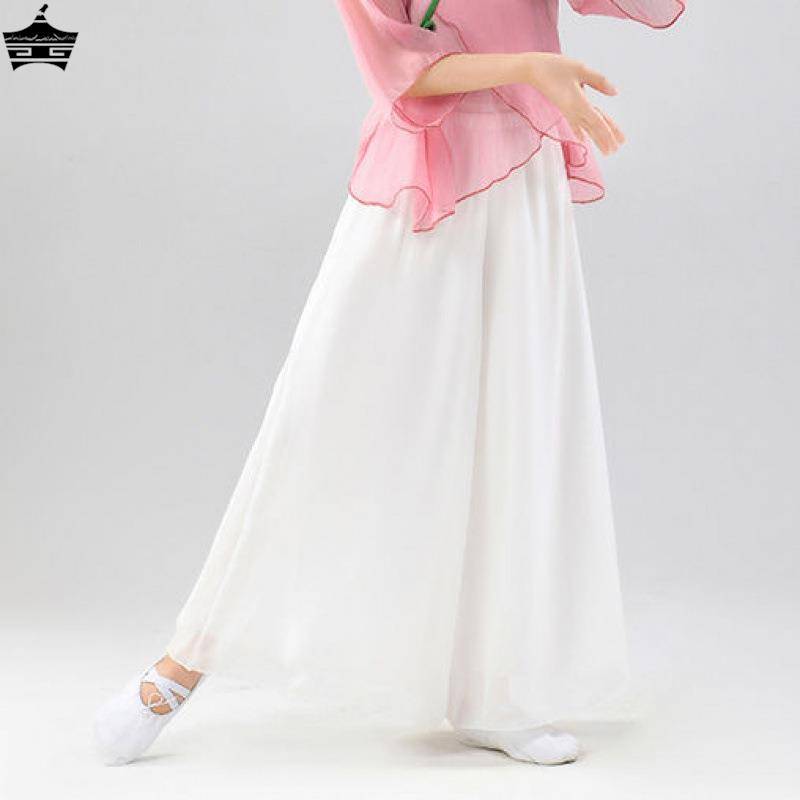 Children's classical dance pants chiffon Chinese style practice white gauze skirt summer Hanfu national dance performance is elegant