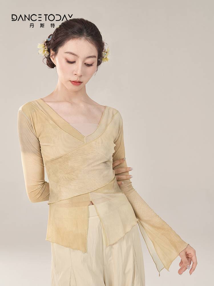 dancetoday Chinese classical dance clothing female elegant and ancient style gradient gauze long sleeve training