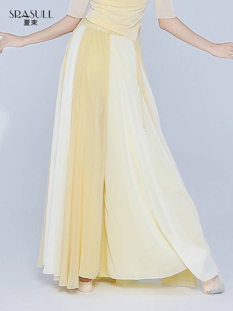 Xia Shu Classical Dance Skirt Pants Female National Dance Gradm -changing double layer of elegant performance clothes pants skirt loose dance wide -leg pants