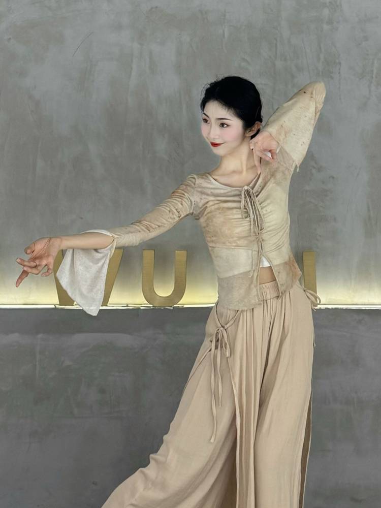 Classical dance clothing female elegant body rhyme gauze Chinese dance dance clothes spring and summer new practice service performance clothes top