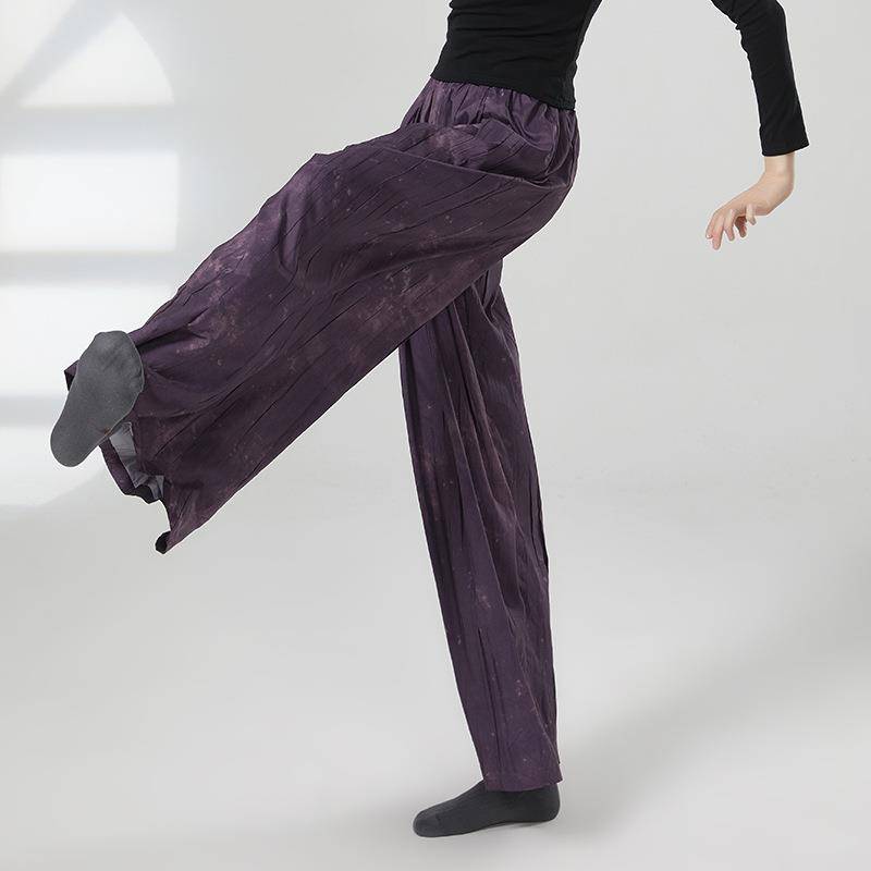 Classical dance loose, elegant printed wide -leg pants new dance clothes, pants, modern dance girl, national style practice pants