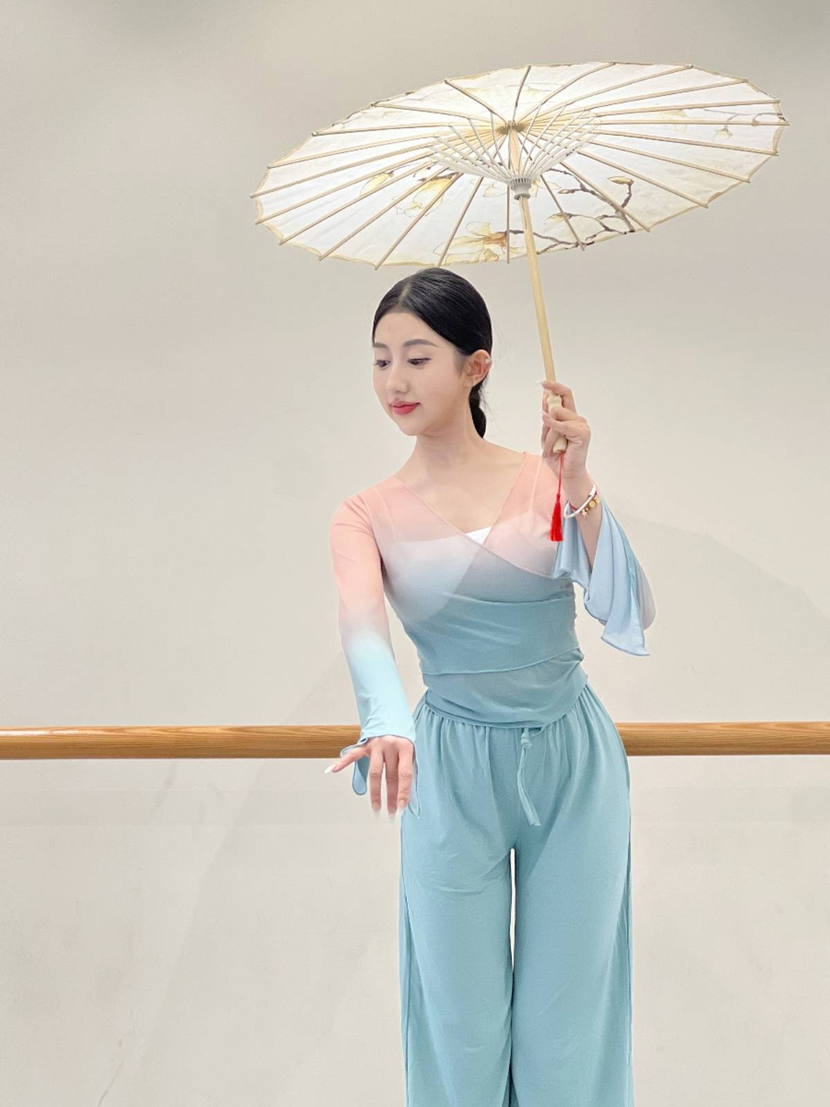 Classical dance gauze performance clothing female elegant fairy -qi, rhyme, female Chinese dance exercise, net gauze dance top