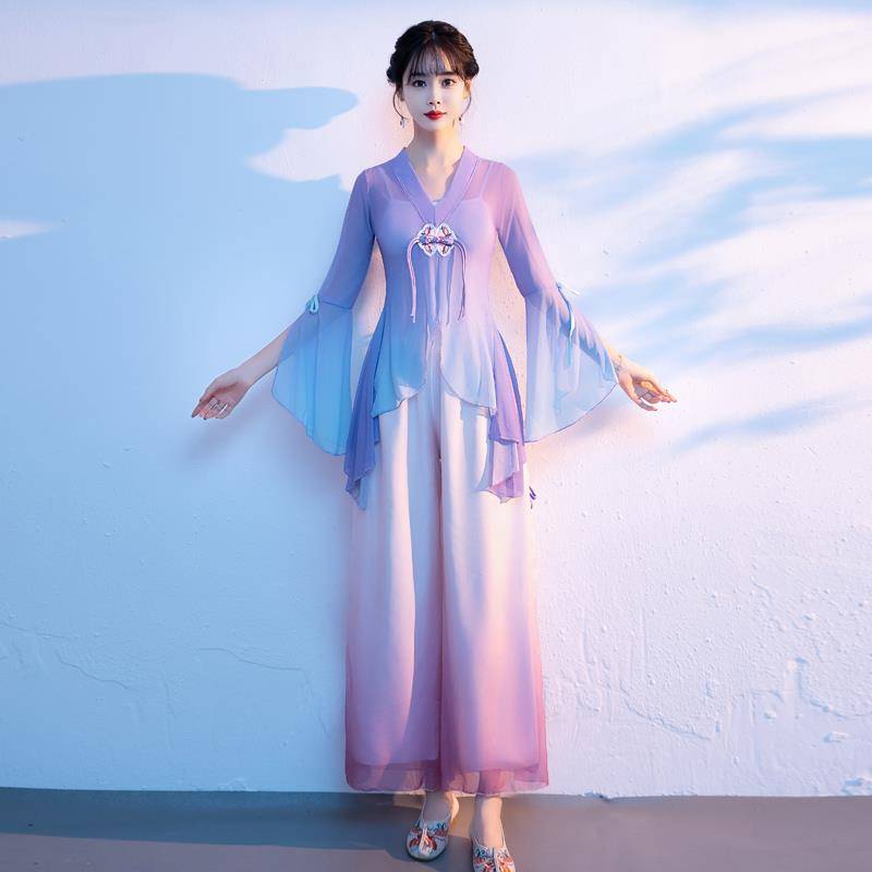 Classical dance umbrella dance dance dance dance Chinese dance performance clothing embroidered national style clothes practice clothes short set
