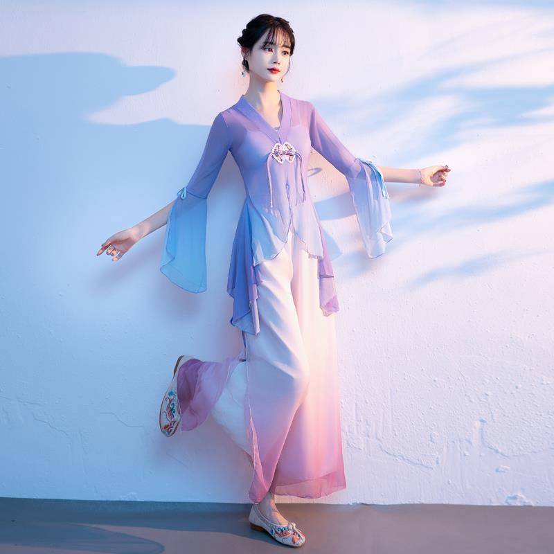 Classical dance umbrella dance dance dance dance Chinese dance performance clothing embroidered national style clothes practice clothes short set