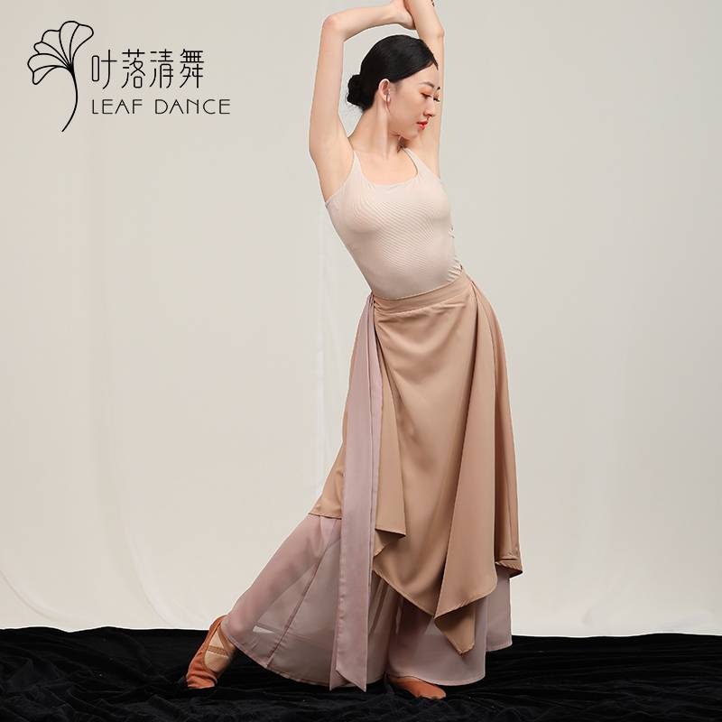 Ye Luoqing dance Chinese dance pants loose elegant chiffon skirt pants classical dance exercise high -leg pants performance clothing