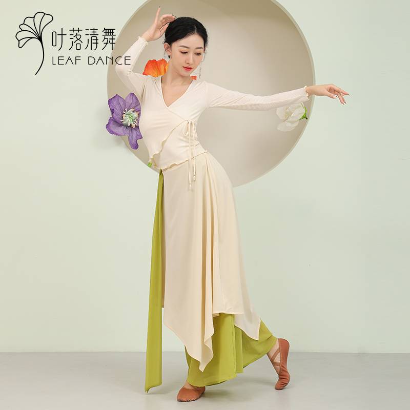 Ye Luoqing dance Chinese dance pants loose elegant chiffon skirt pants classical dance exercise high -leg pants performance clothing