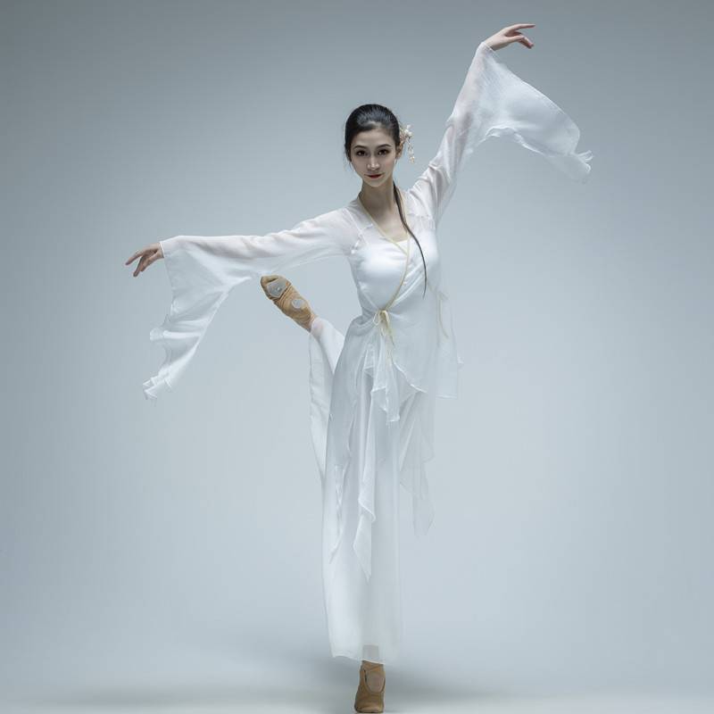 Classical dance service female elegant practice service art test shows the Chinese dance body rhyme dance white gauze fairy ancient style