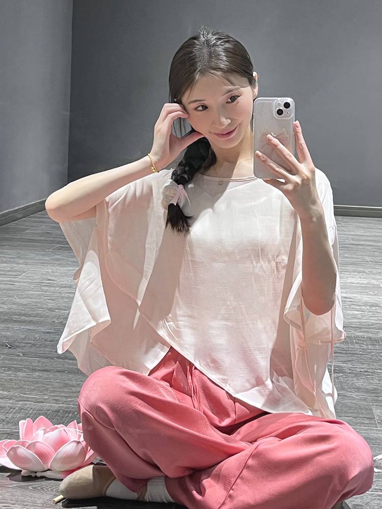 Classical dance body rhyme, elegant fairy gauze dance dance clothing adult loose jersey, practice service Chinese dance performance clothing