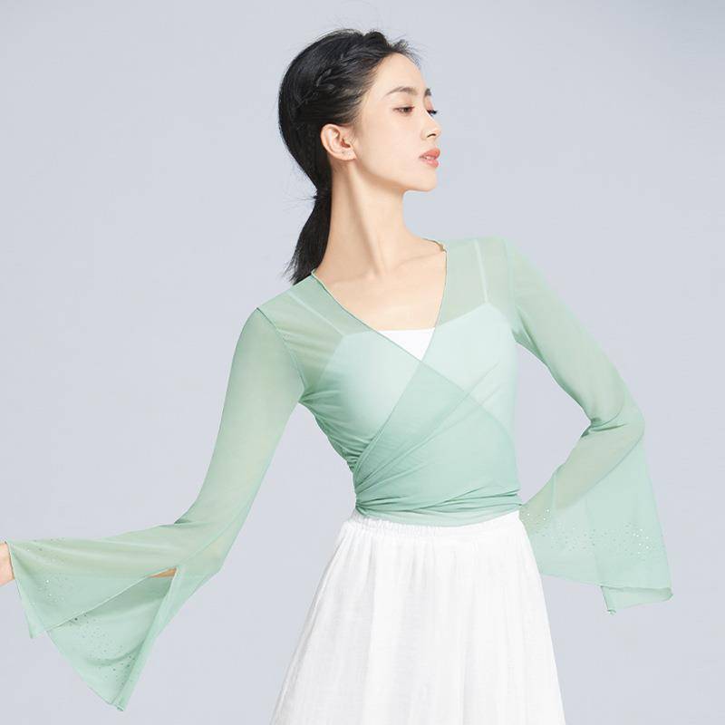 Classical dance body rhyme gauze, elegant horn long sleeves, ancient style, ancient style, adult women's body dance practice uniform