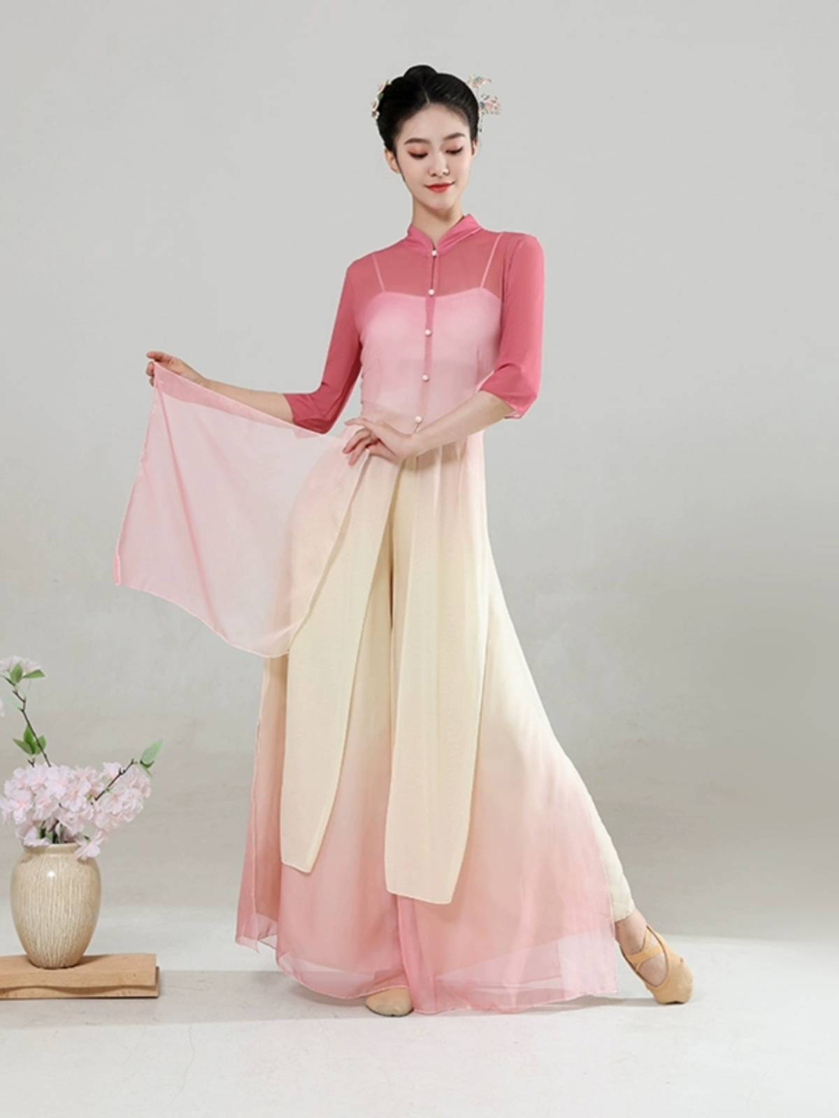 Classical dance clothing female elegant gauze performance cheongsam practice service fairy new Chinese style body rhyme art test service