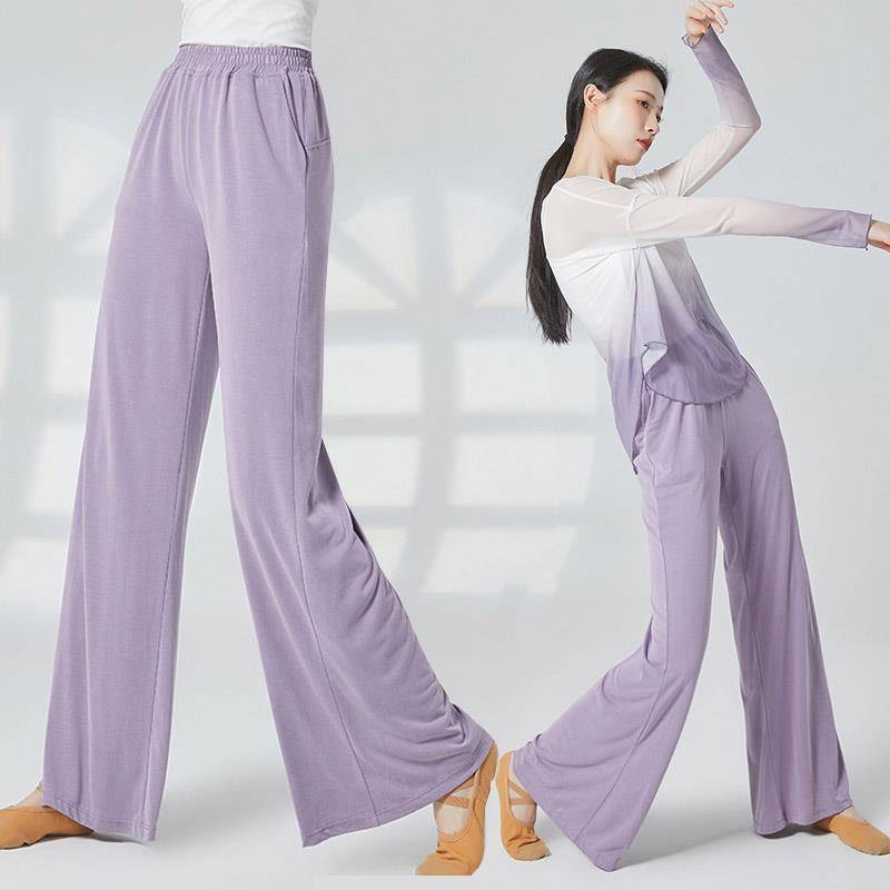 Classical dance clothing wide -leg training pants Children adult dance clothing body training net yarn top modern dance suit