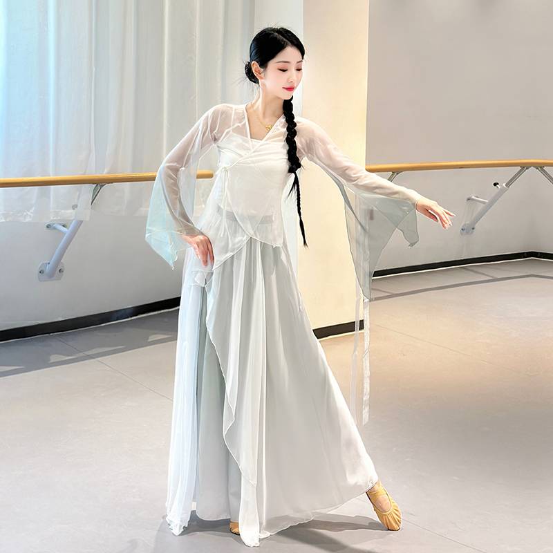 Classical dance clothing female elegant clothing body rhyme, gathers dresses, Chinese dance big skirt practice service performance service