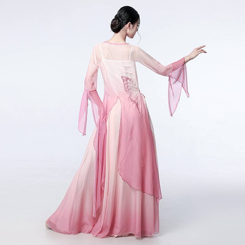 Classical dance service body rhyme butterfly gradient chives gauze female elegant training skills Chinese dance performance service