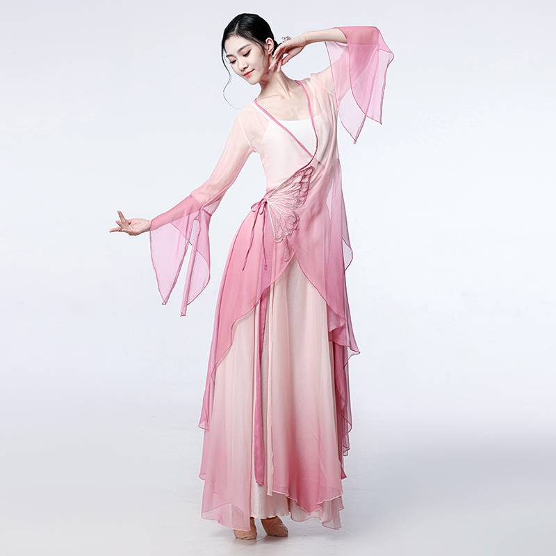 Classical dance service body rhyme butterfly gradient chives gauze female elegant training skills Chinese dance performance service