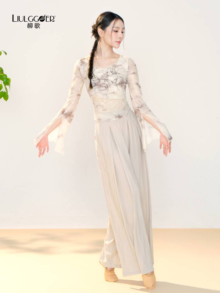 Liu Ge Classical Dance Body Rhyme Print Fluton Sleeve Practice Service Chinese Dance National Facilitons Network Eye Dance Server Girl