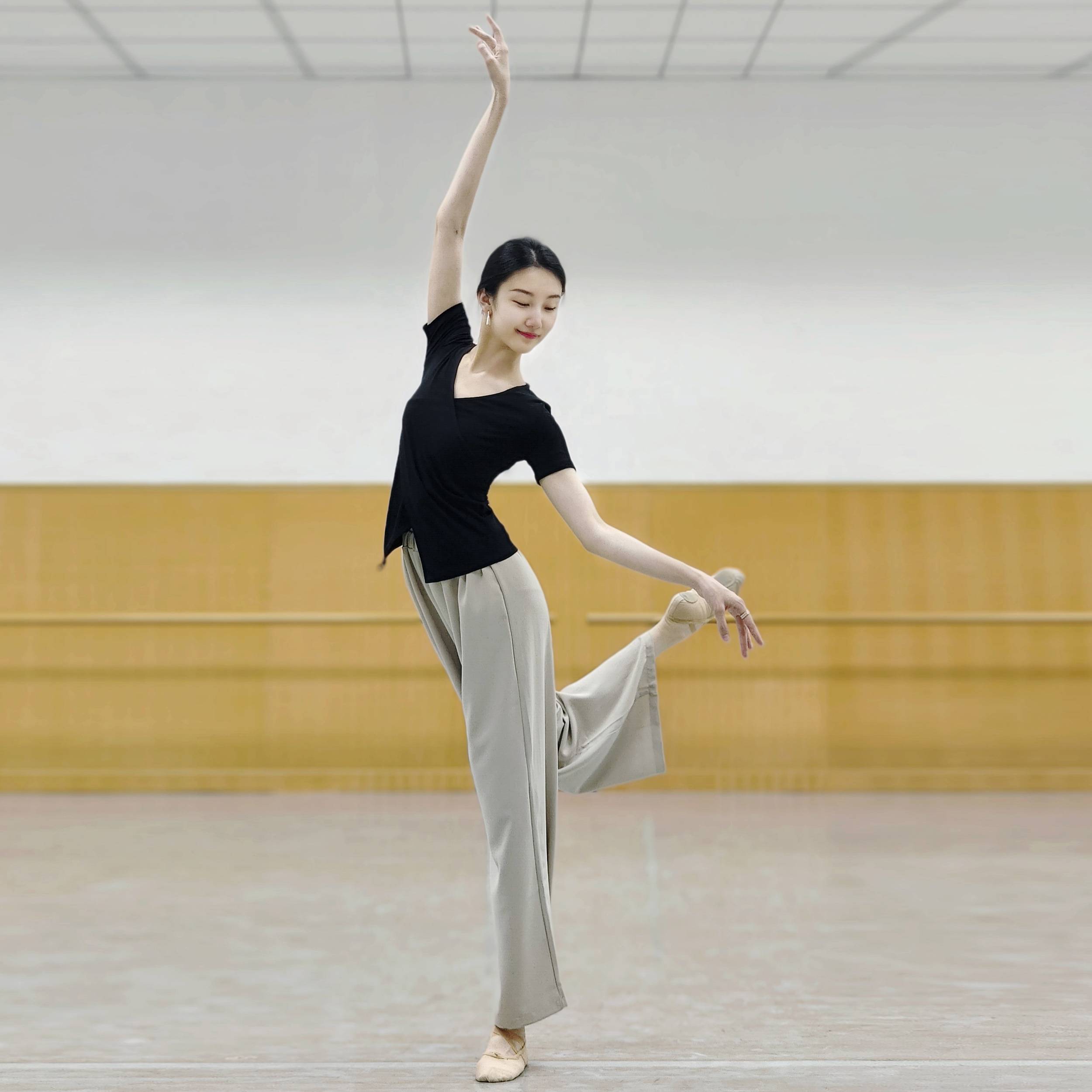 Short -sleeved modern dance clothing spring and summer classical dance exercise body training clothing women's yoga knitted top dressing