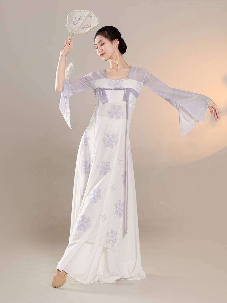 Classical dance clothing female elegant body rhyme Han Tangqi breasts ribbon gradient skirt dress art test square dance performance