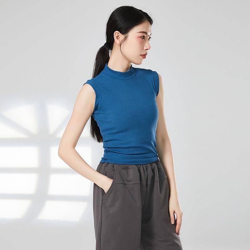 Modern dance service women's sleeveless vest training suit body training service high -necked top -top summer Chinese classical dance