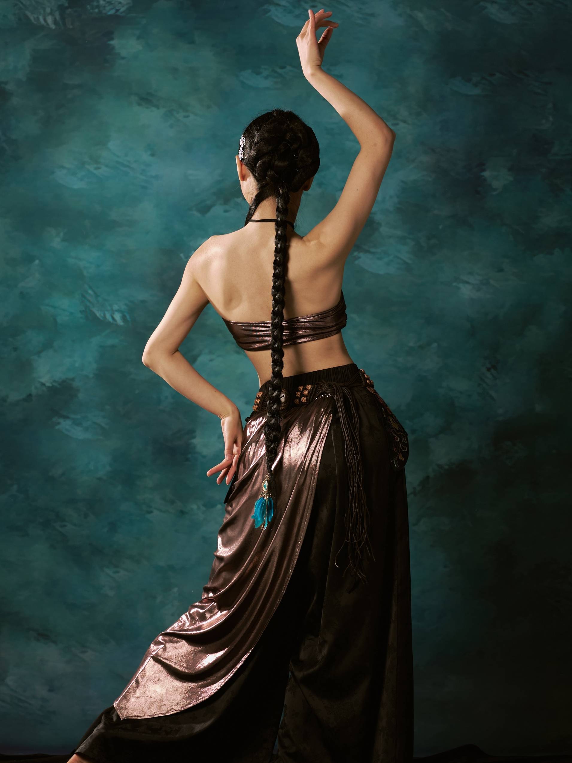 SOSO Jiaoto Ethnic Windster Gold Gold Embroidery Trust waist Dance Pants Set Dance Dance Performance Services