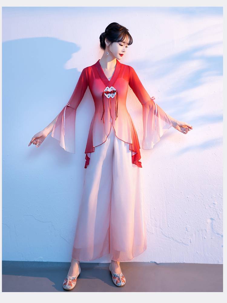 Classical dance umbrella dance dance dance dance Chinese dance performance clothing embroidered national style clothes practice clothes short set