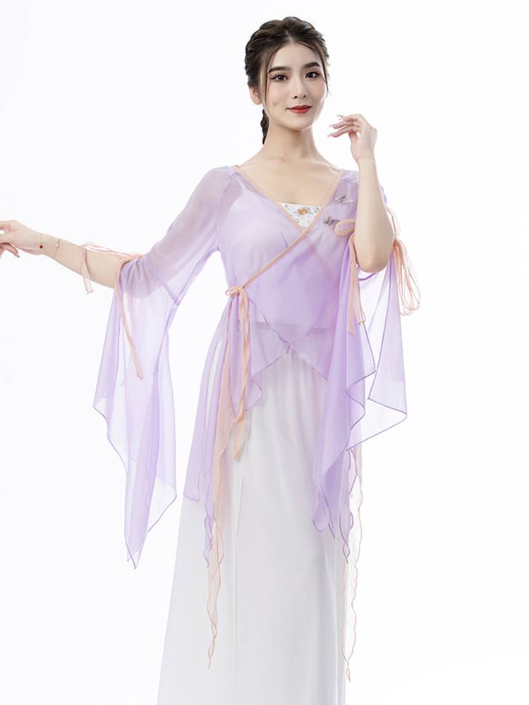 Modern dance classical dance clothing contrasting butterfly elegant gauze Chinese dance exercise karma shirt performance service