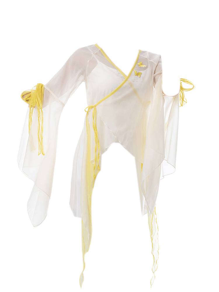 Modern dance classical dance clothing contrasting butterfly elegant gauze Chinese dance exercise karma shirt performance service