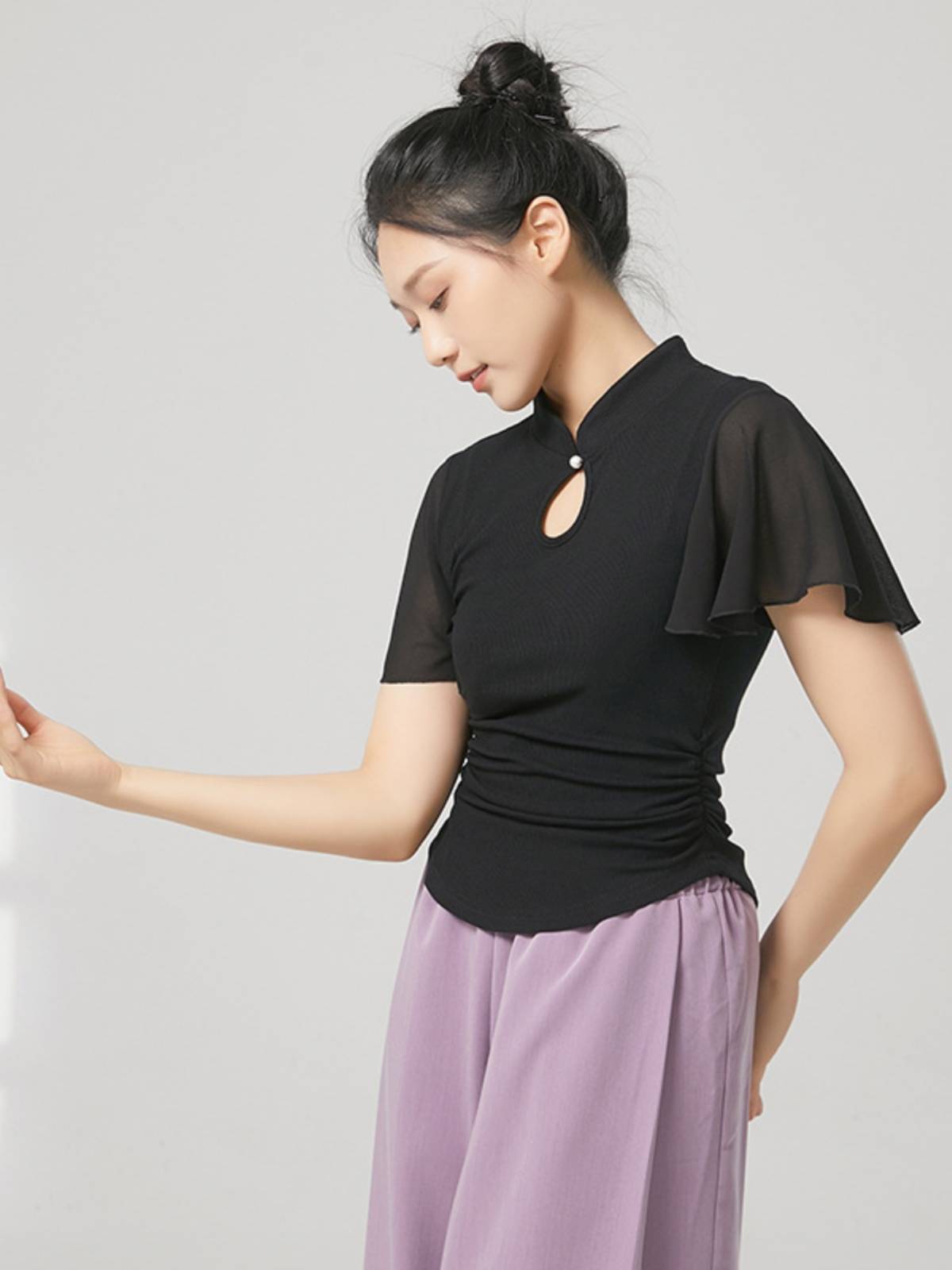 Classical dance new Chinese cheongsam leader small flying sleeve top rhyme Chinese dance modern dance exercise teacher class